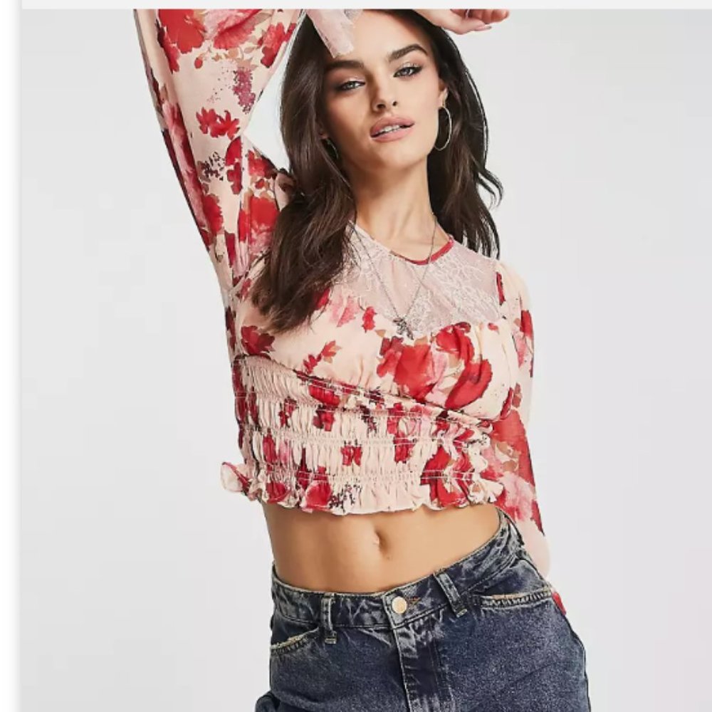 NWT Free People Daphne Blouse In Romantic Combo